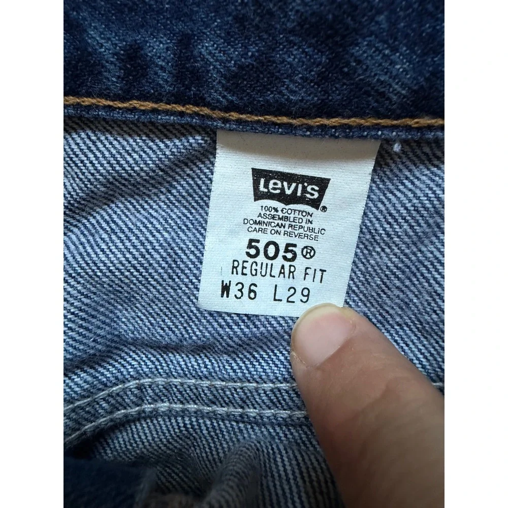 Levis 505 Regular Fit Jeans Mens 36x29 Blue Denim Straight Leg 0901 505-0216